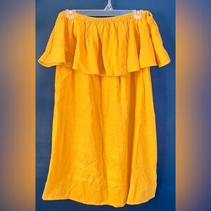 Bright Yellow Off-Shoulder Ruffle Dress